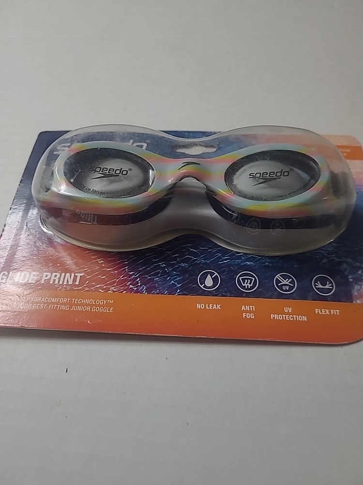 New Speedo Glide Print Goggles - Junior - BLK/STRIPE