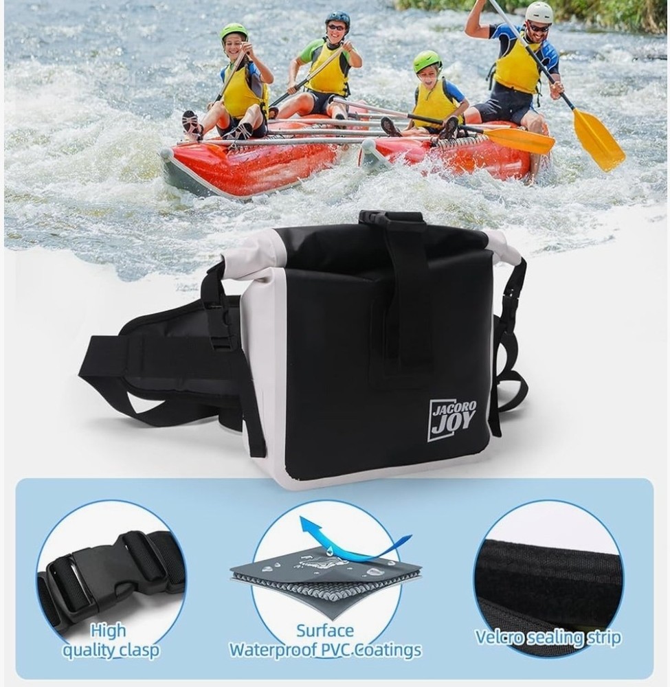Waterproof Floating Dry Bag with Adjustable Waist Strap (Black)