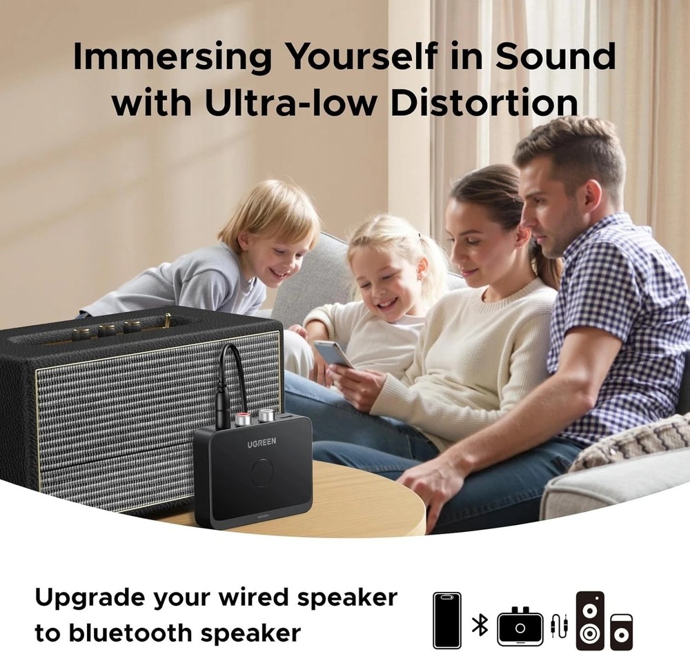 LDAC Bluetooth 6.0 Receiver - Audio Adapter with 15 Hour Playback Time