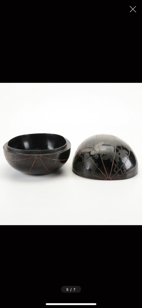 Japanese Carved & Painted Lacquer Melon Box