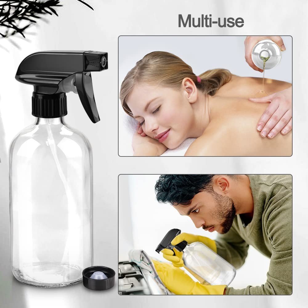 16oz Empty Glass Spray Bottle Refillable Container for Cleaning Solutions