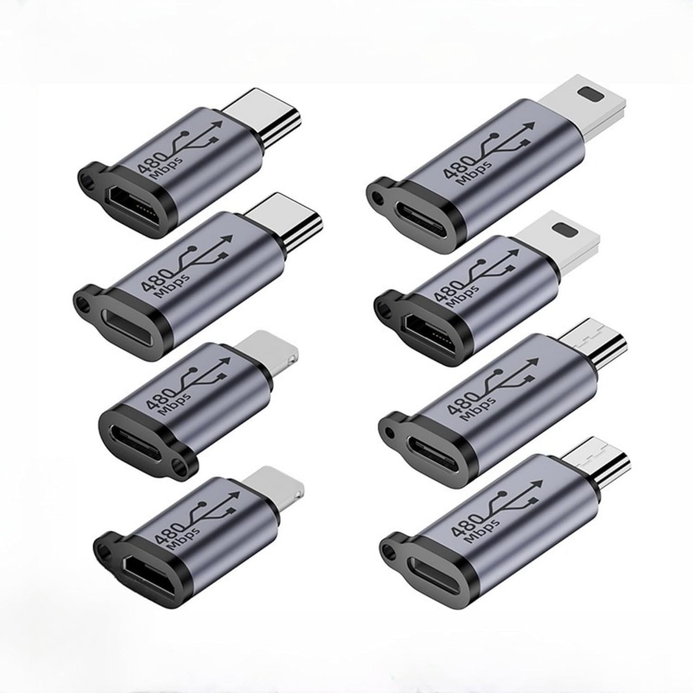 8Pack USB Adapter Kit with USB C Micro USB Mini USB Connectors for Fast Charging