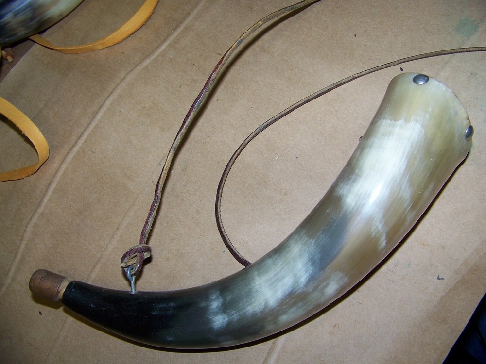 vintage black powder horn