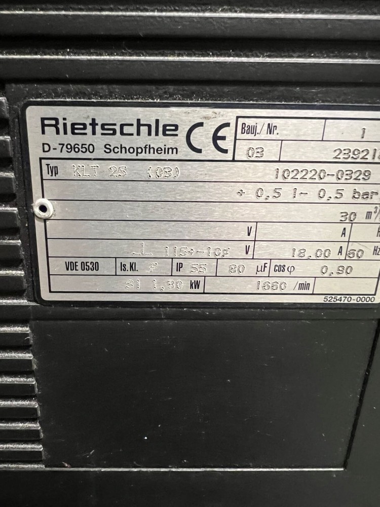 Used Elmo Rietschle Vacuum Pump Model KLT25