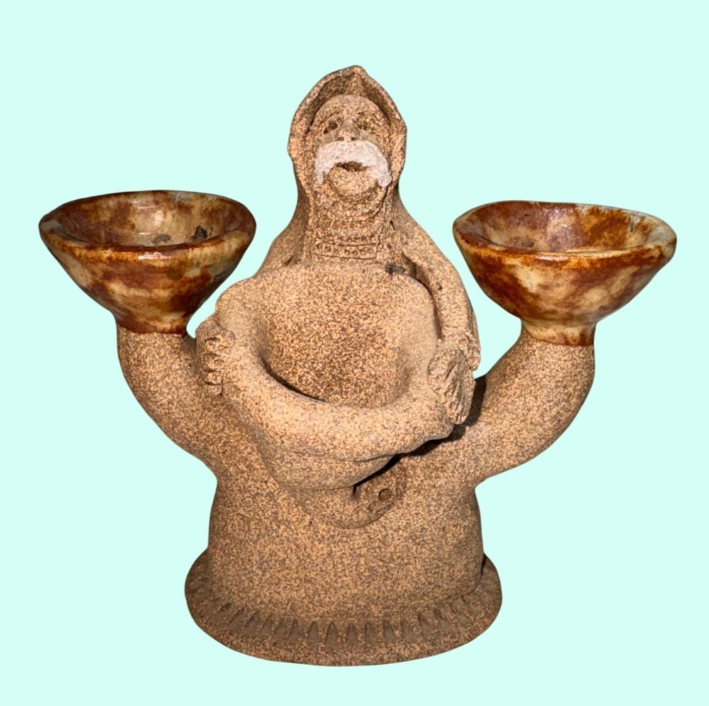 Handcrafted Stoneware Double Candleholder incense