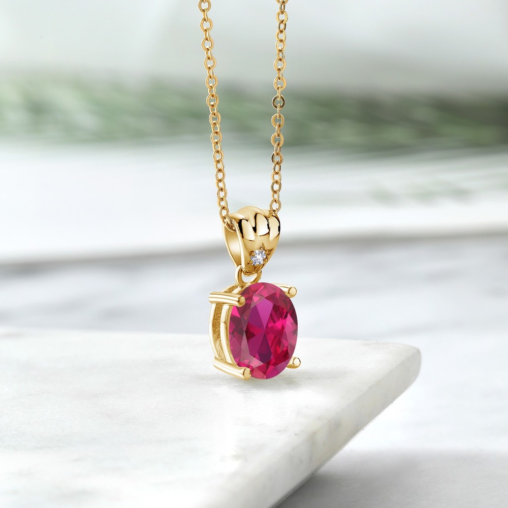 4.04 Ct Created Ruby White Created Sapphire 18K Yellow Gold Plated Silver