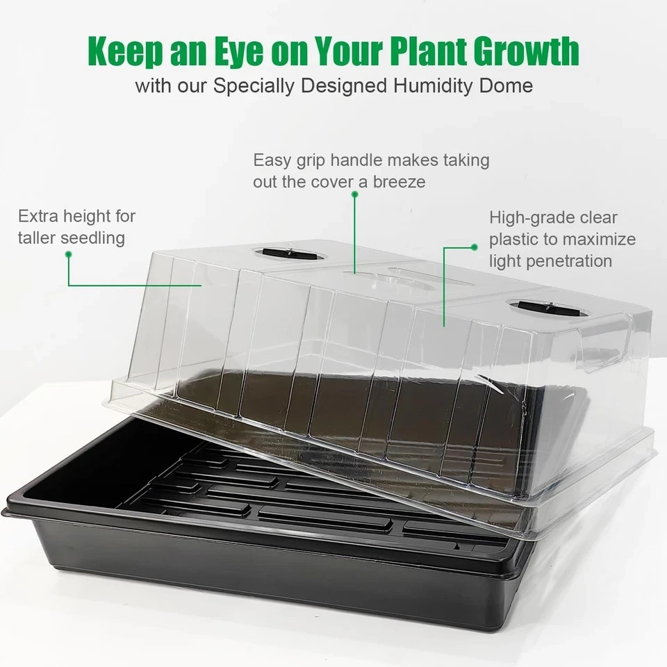 4-Pack Seed Starter Trays with Humidity Domes for Microgreens & Herbs