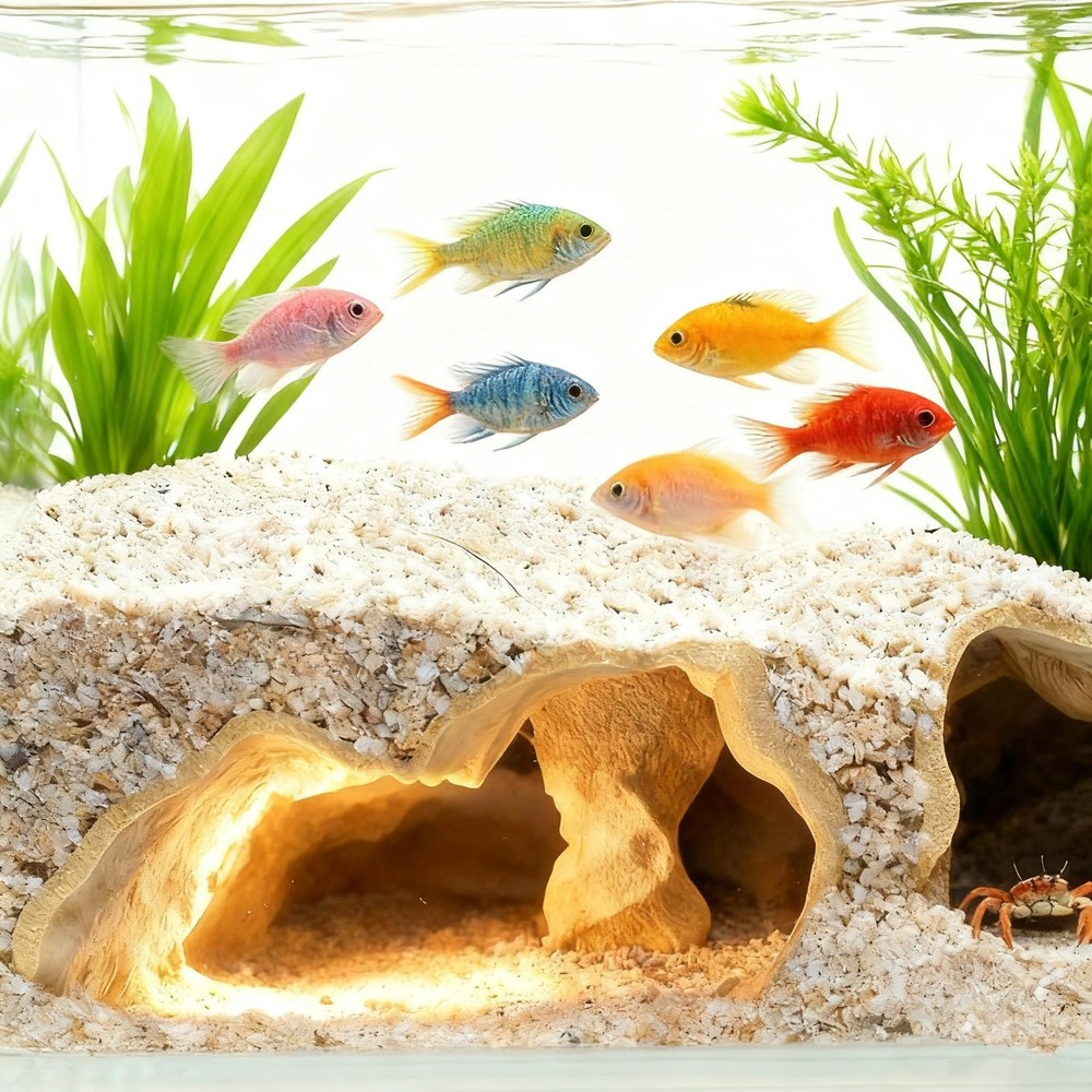 3D Printed Aquarium Cave for Betta Fish - PETG Safe Hideout with Multiple Vie...