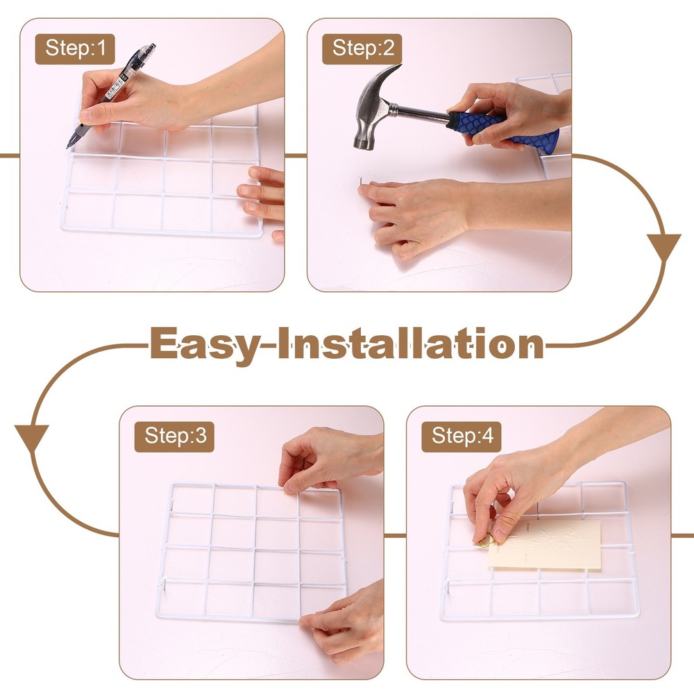 Grid Wall Panels, 13.8" x 13.8" Display Holders Hanging Frame, White