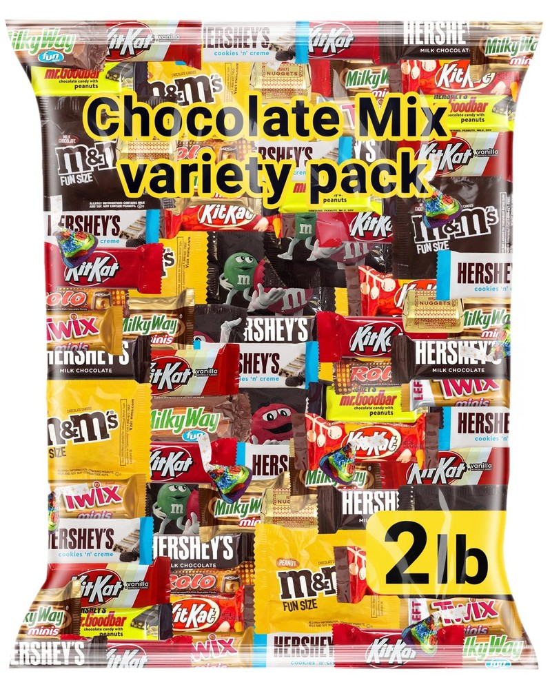 Chocolate Assorted Bulk Candy Variety Pack 2lb - Mini Chocolate Bars Bulk Candy