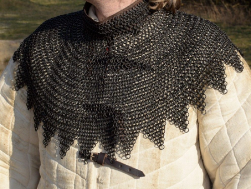 Blackened Chainmail Aventail Butted Chain mail Armor Medieval Reenactment LARP