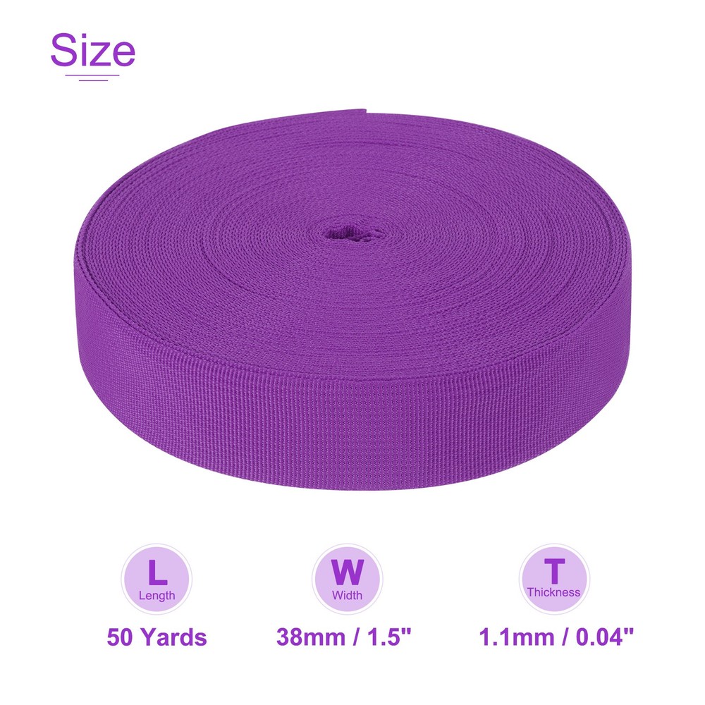 50Yard x 1 1/2 Inch Width Nylon Webbing Strap Poly Flat Webbing Strapping Purple