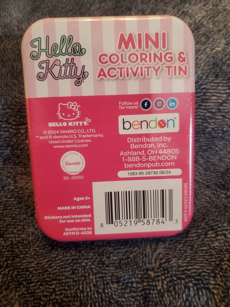 Hello Kitty -- Bendon Mini Coloring & Activity Tin -- NEW, SEALED