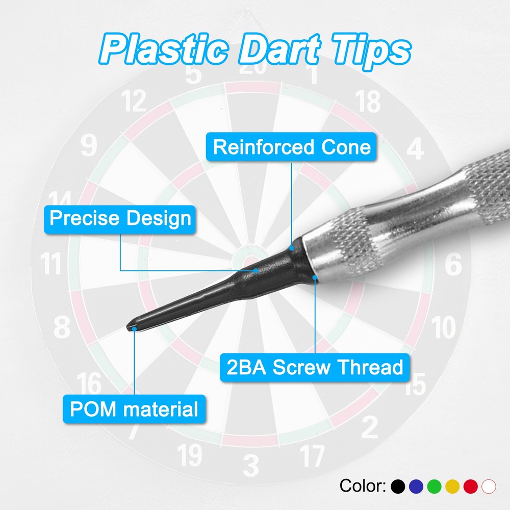 Plastic Dart Tips, 100 Pack 2BA Thread Soft Dart Tips Dart Accessories, White