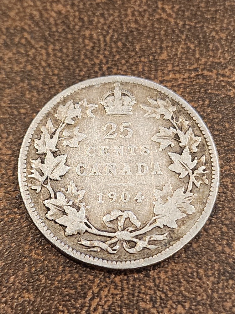 1904 Canadian 25 Cents Silver Coin