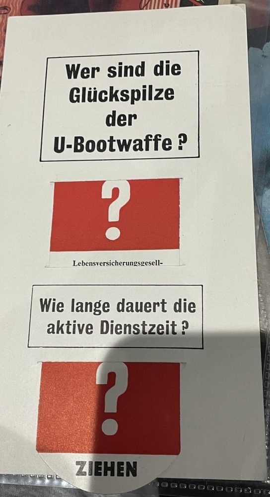 WWII German-language anti-U-boat propaganda leaflet with pull tab.