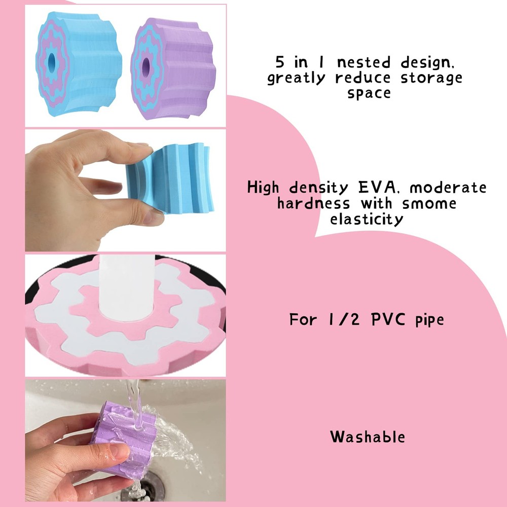 30 Pcs Cup Turner Foam Set-5 Sizes Inserts Expandable A, White