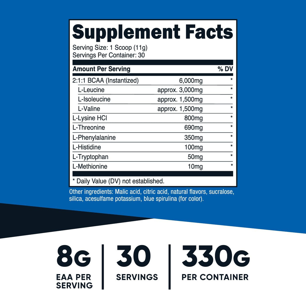 EAA Powder 30 Servings (Blue Raspberry) - Essential Amino Acids - Non-Gmo, Gl...