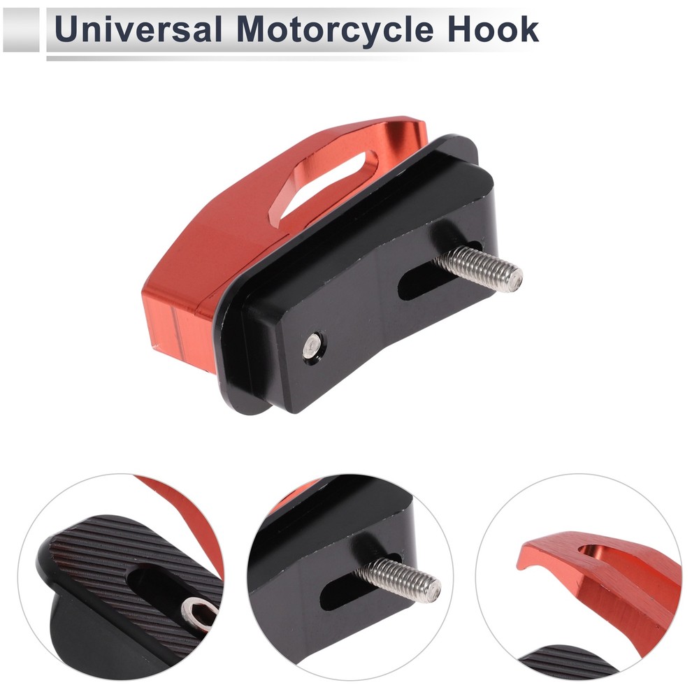 Alluper Alloy Motorcycle Hook for Minio Rectangular With Hole 1 Set Red