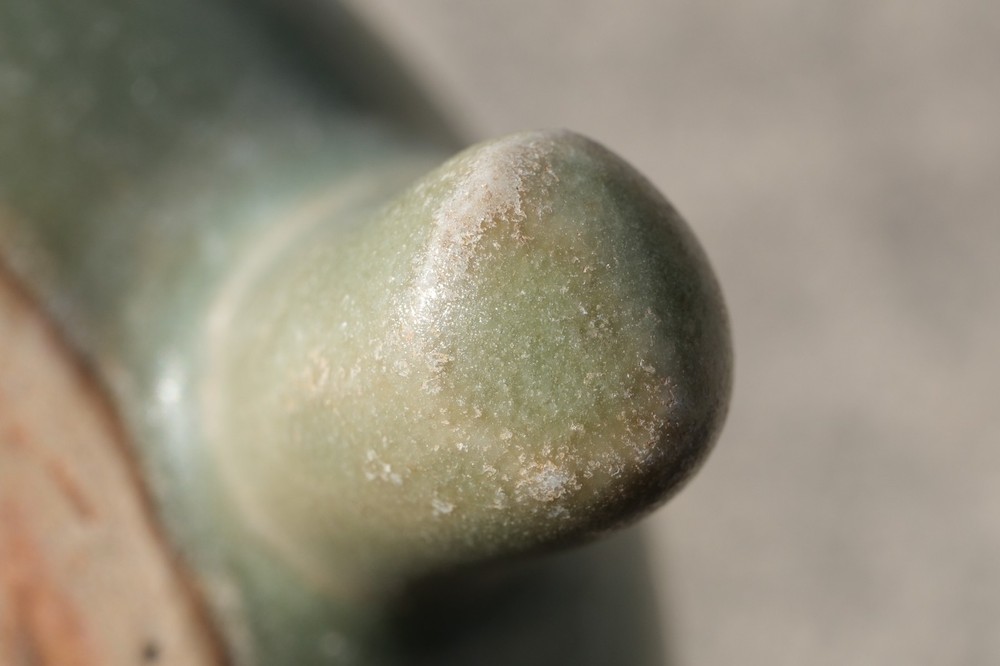 A0139. Longquan Celadon Tripod Censer with Double Handles