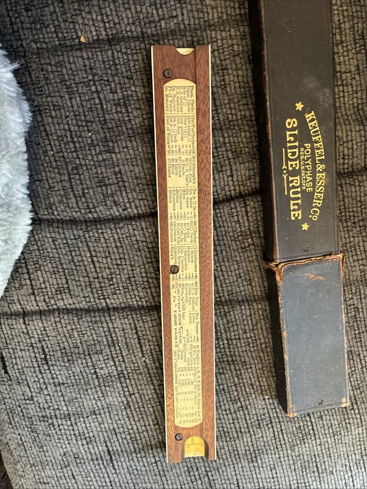 Keuffel & Esser Polyphase 4053-3 Slide Rule 1900 w/ Case K&E Vintage