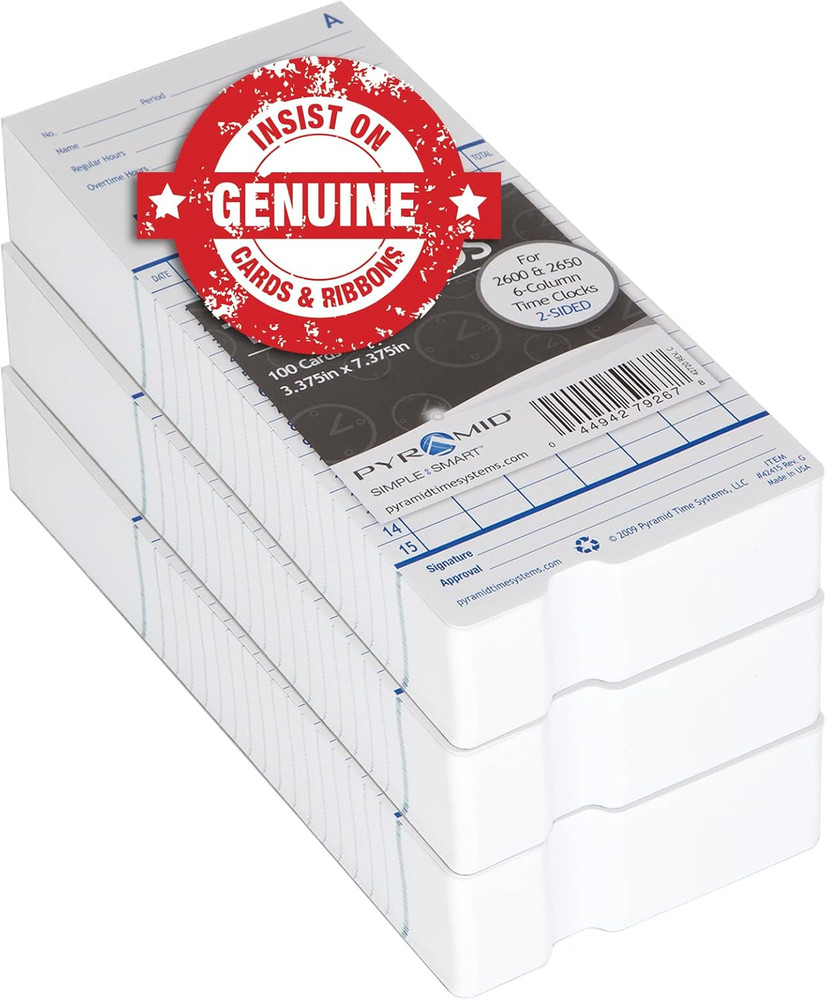 Pyramid Time Systems - Authentic Time Cards (42415PK3) for Pyramid 2500, 2500K1,