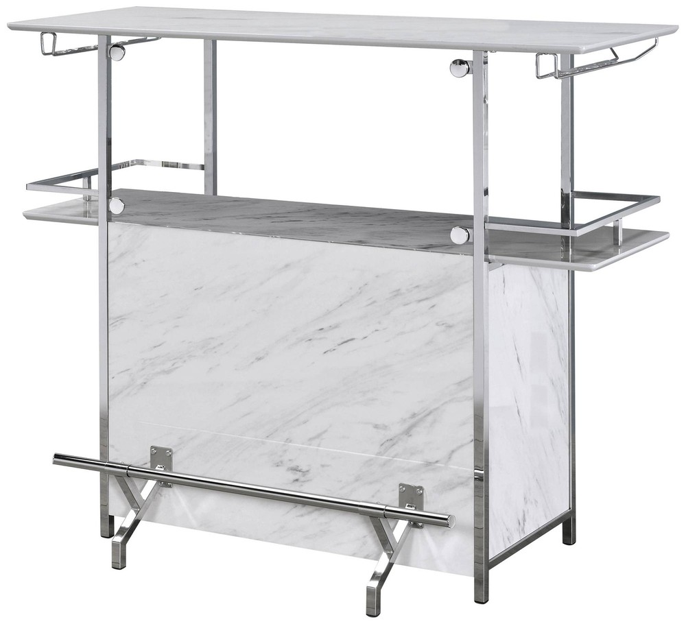 Indra 47 1/4" Wide White Wood Multi-Storage Bar Table