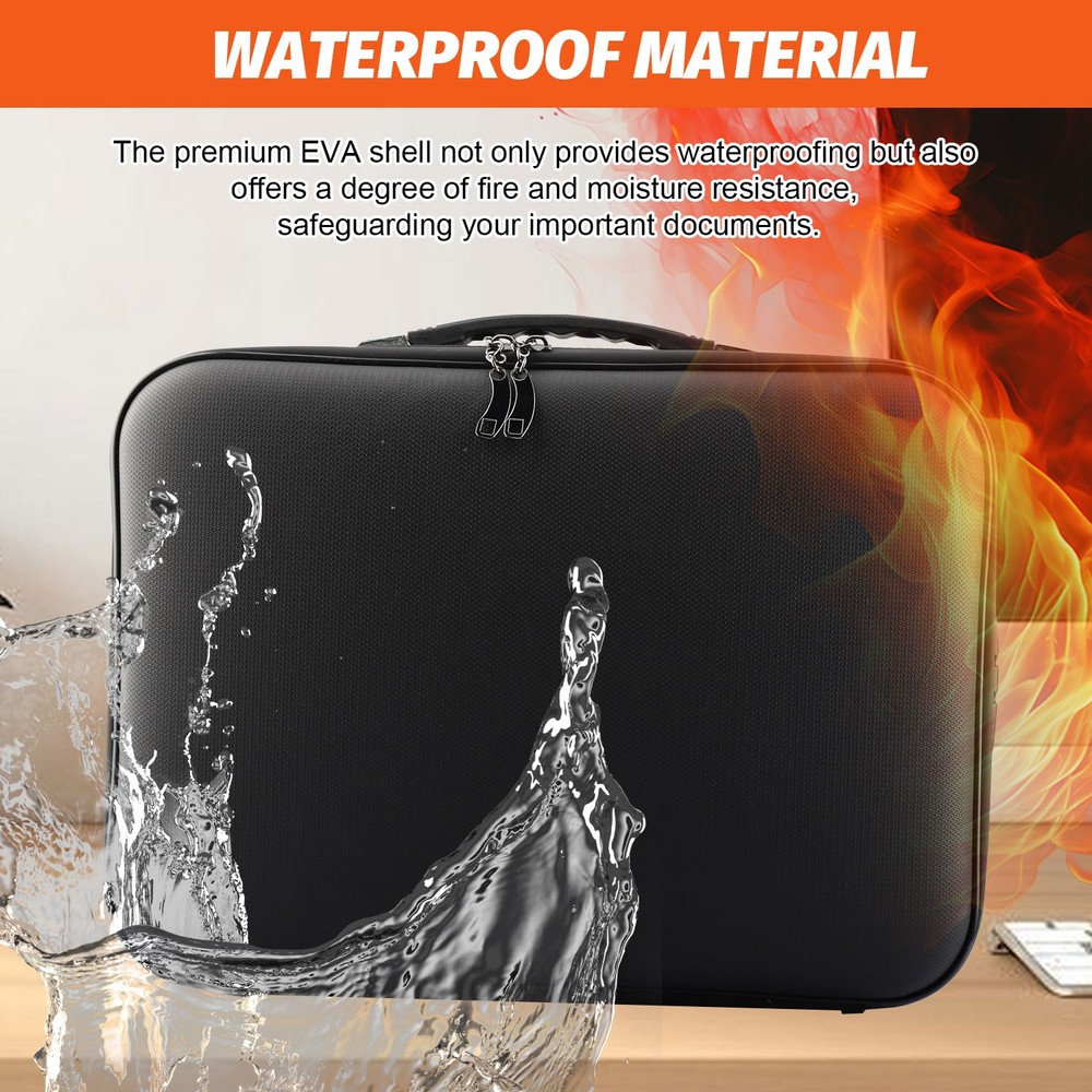 Fireproof Document Box with Lock Hard Case File Organizer Fire Safe