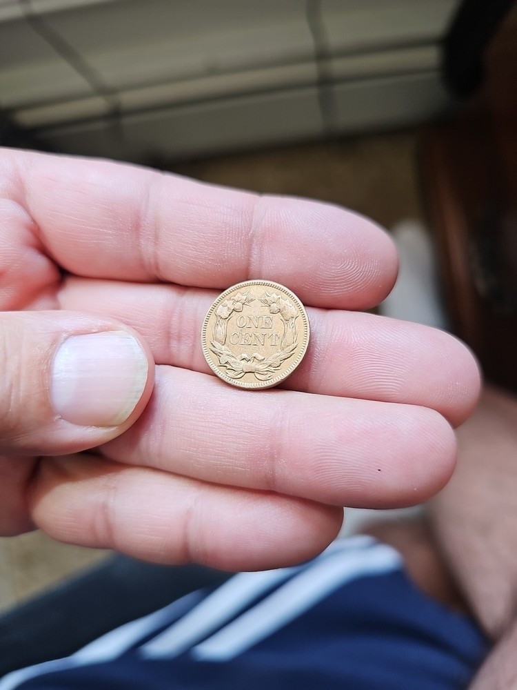 1857 Flying Eagle 1c One Cent Coin XF/AU Condition, Solid Strike