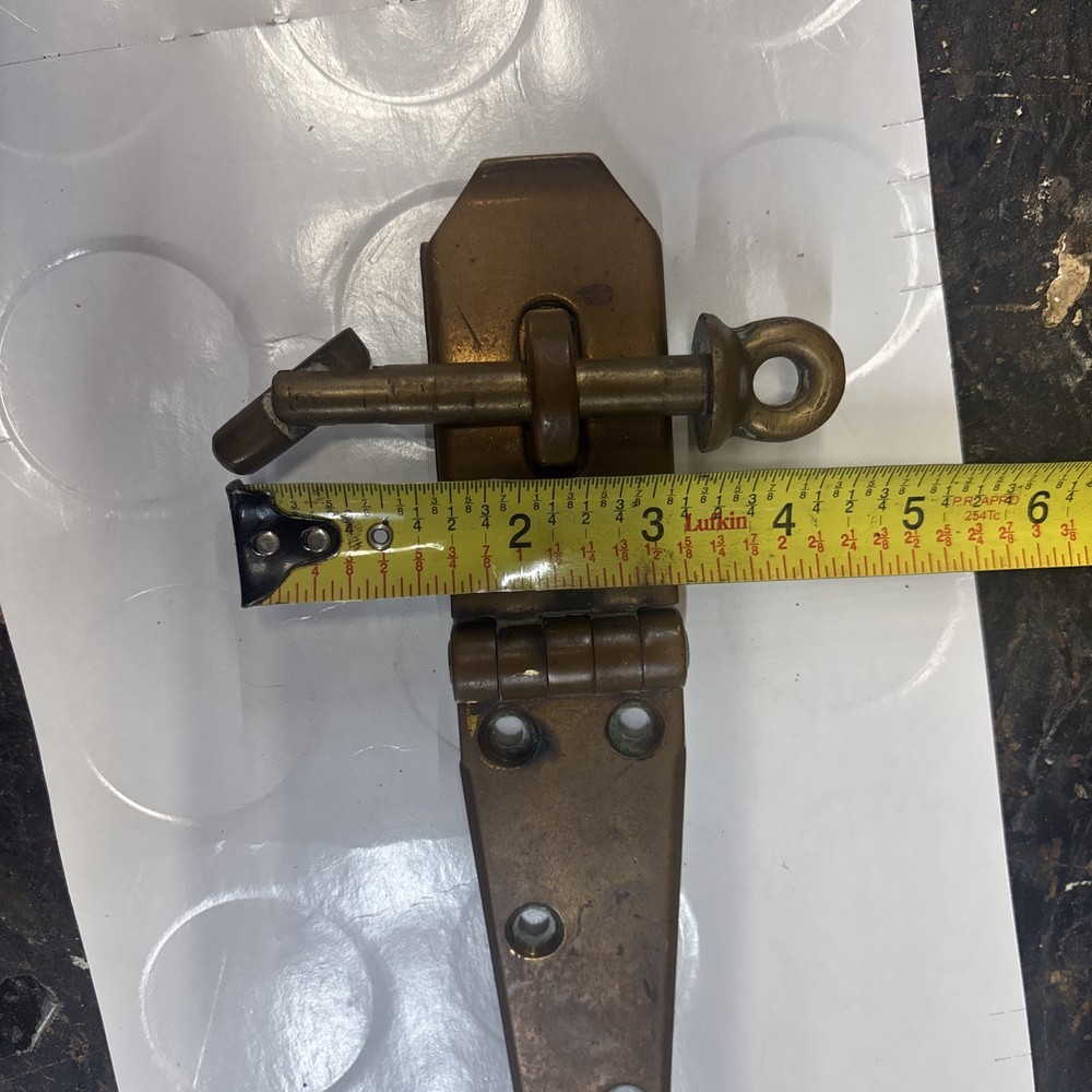 Antique Solid Brass Padlock Hasp Locking Pin Early Industrial Hardware