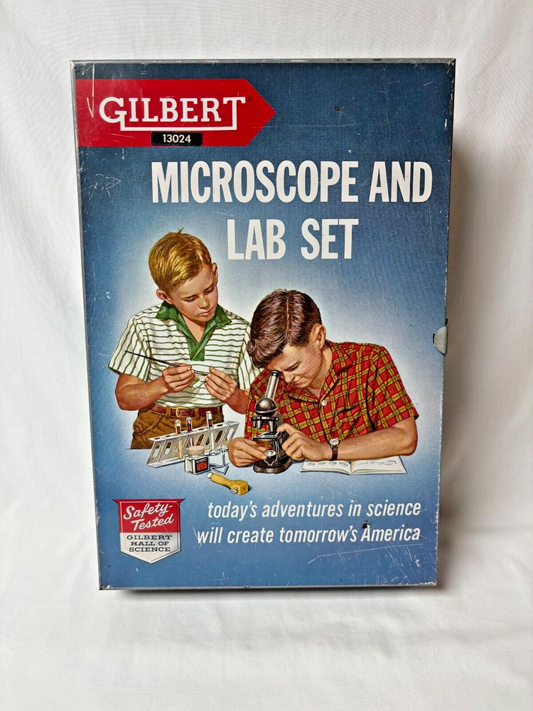 Gilbert Microscope and Lab Set Metal Case With Original Booklet And Accessories
