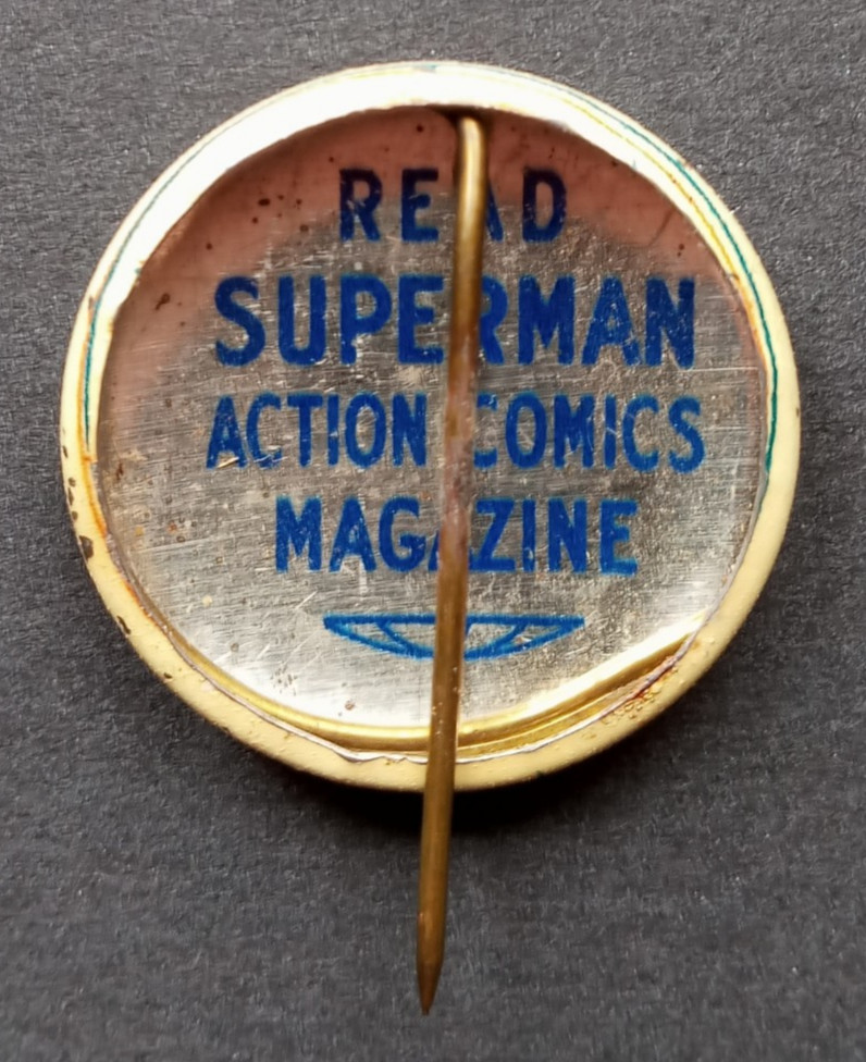 1939 Superman Pin Action Comics Magazine First Pinback Button