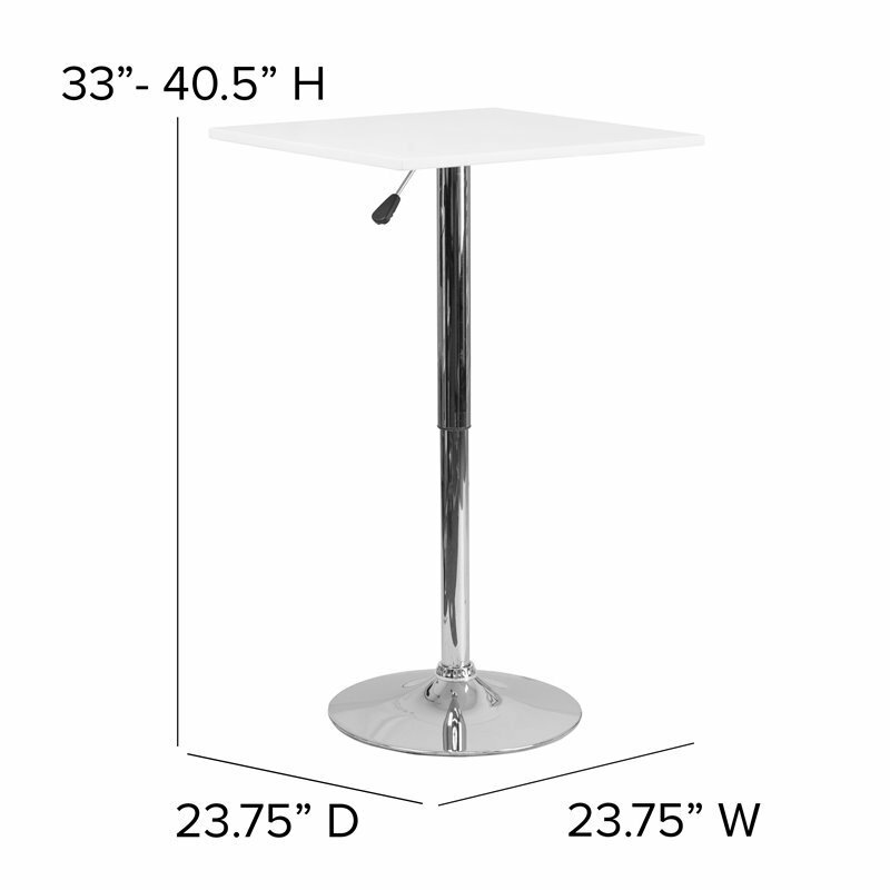 Flash Furniture 23.75" Square Adjustable Bar Table in White