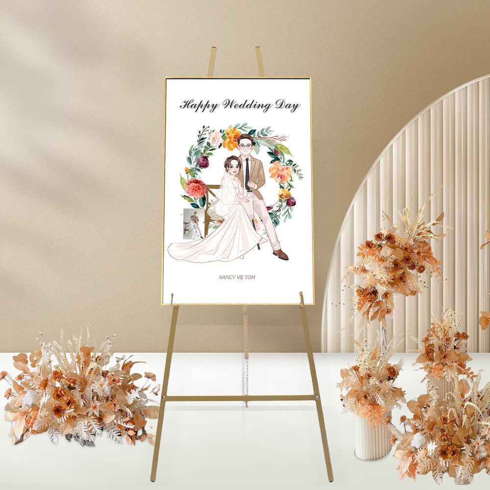 2X Large Gold Wedding Easel Stand Drawing Poster Display Adjustable Angle Height