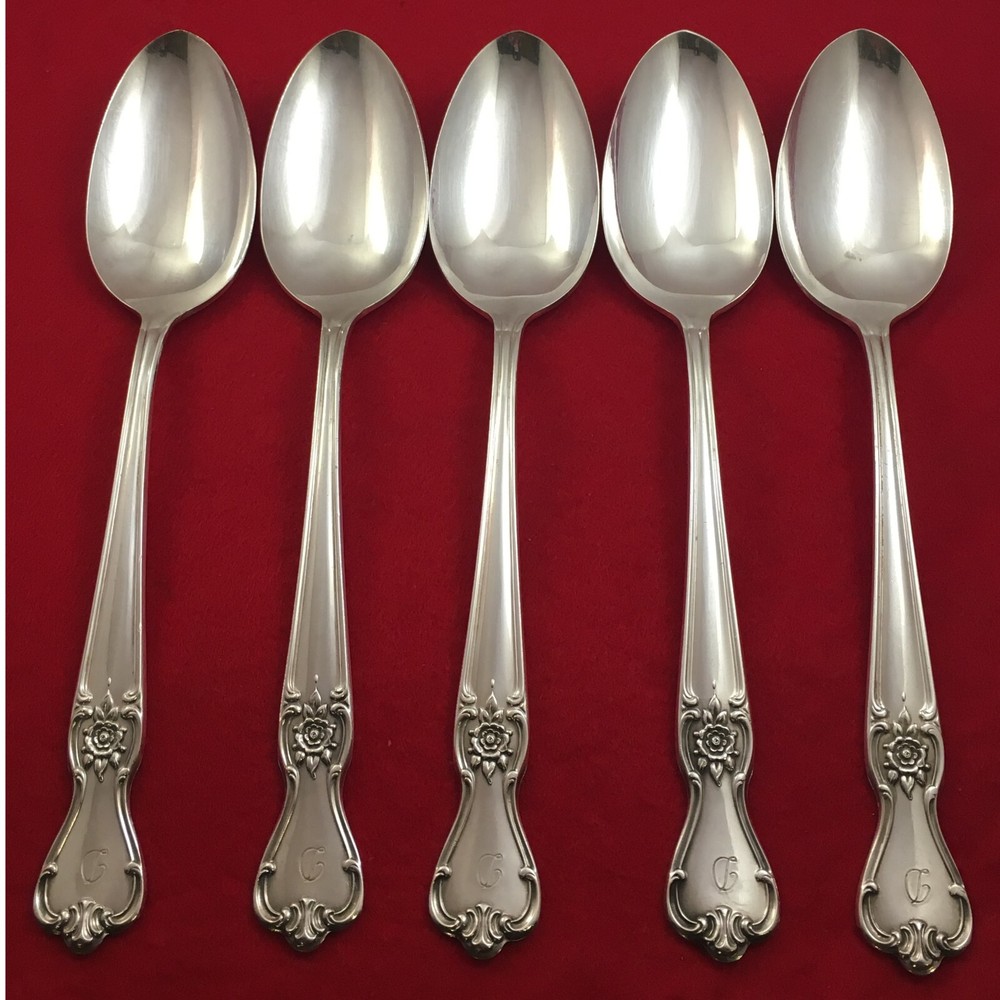 International SIGNATURE 1950 Mono D Silverplate 5-Solid Serving Spoons