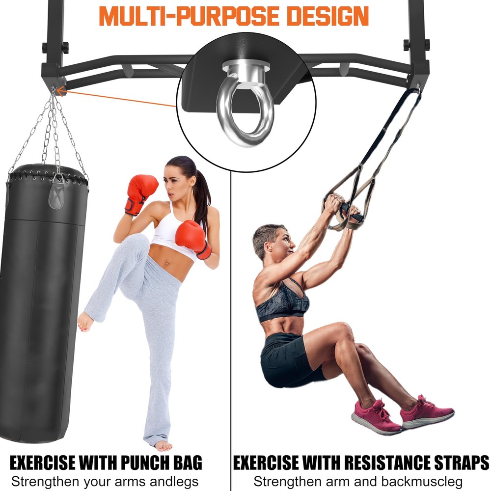 48" Joist Mounted Pull Up Bar, 600LBS Heavy Duty Multi Grip Ceiling Mount Chi...