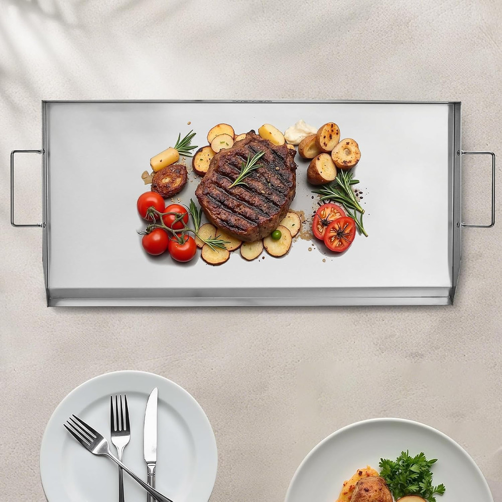 Stainless Steel Griddle, 32X16 Inch Universal Flat Top Rectangular Plate, Gas Gr