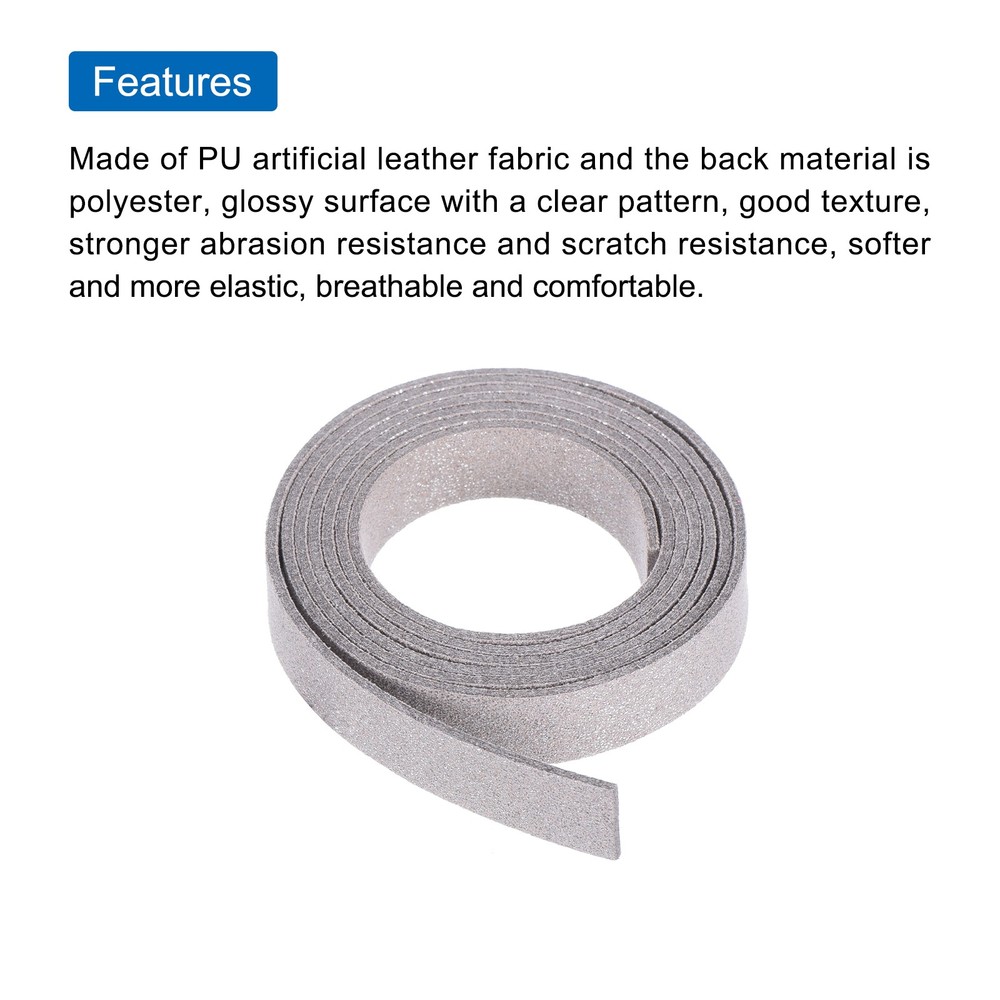 Leather Straps Strip Belt 1.2cm(0.5" Width) Leather Strips Bright Silver