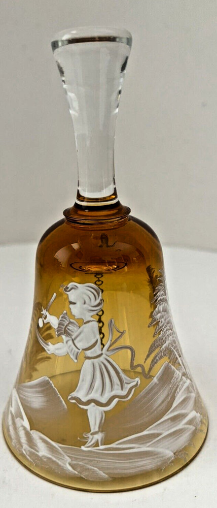 Mary Gregory Amber Glass Bell