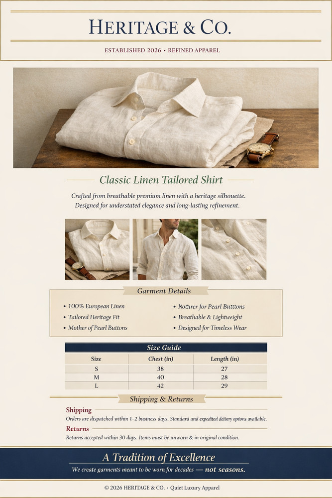 “Luxury Fashion eBay Template – Tailored Clothing Listing HTML”