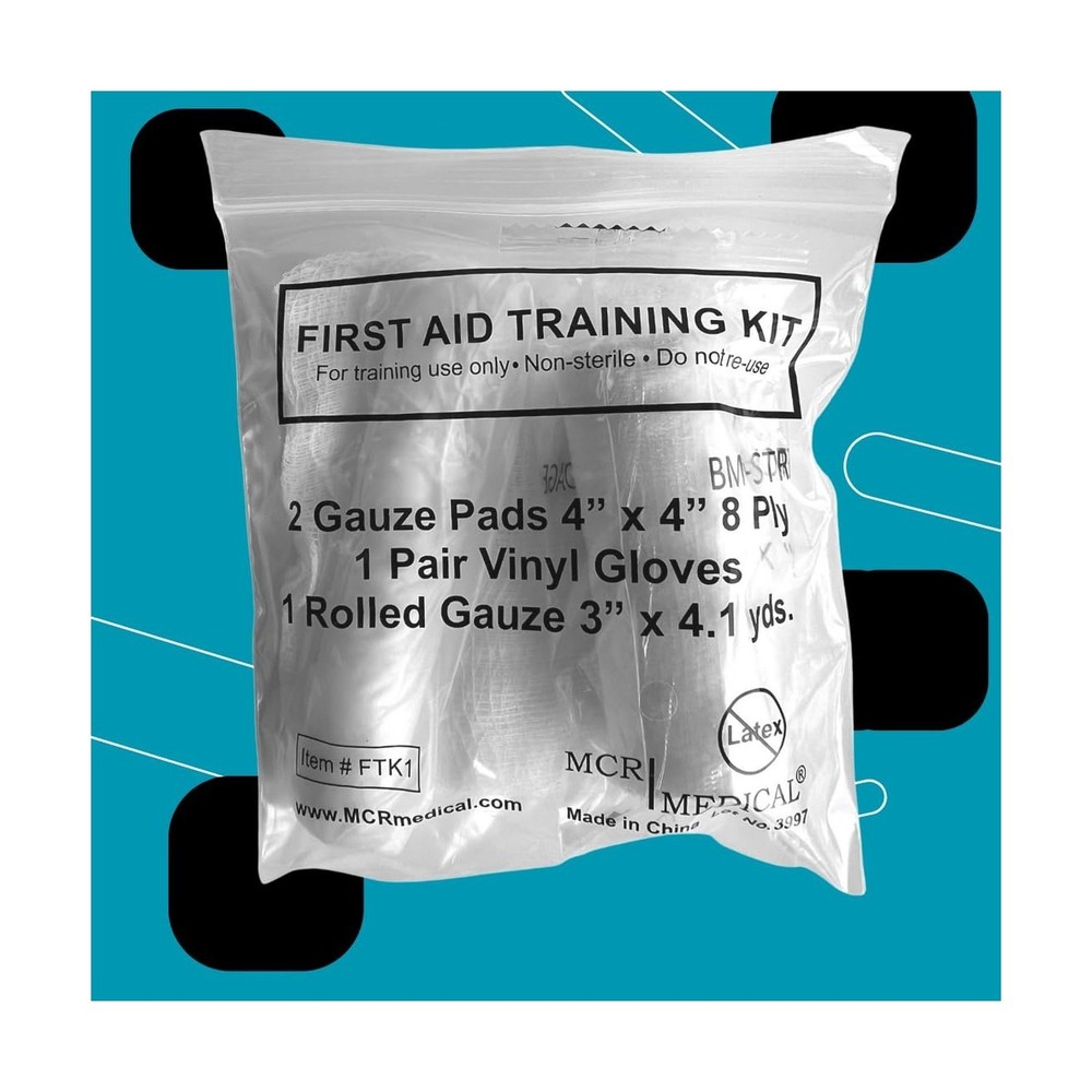 MCR Medical Box of 100 First Aid Training Kits, Basic
