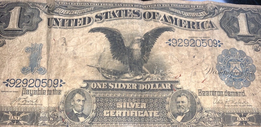 $1 Dollar Bill Black Eagle 1899, Silver Certificate Note