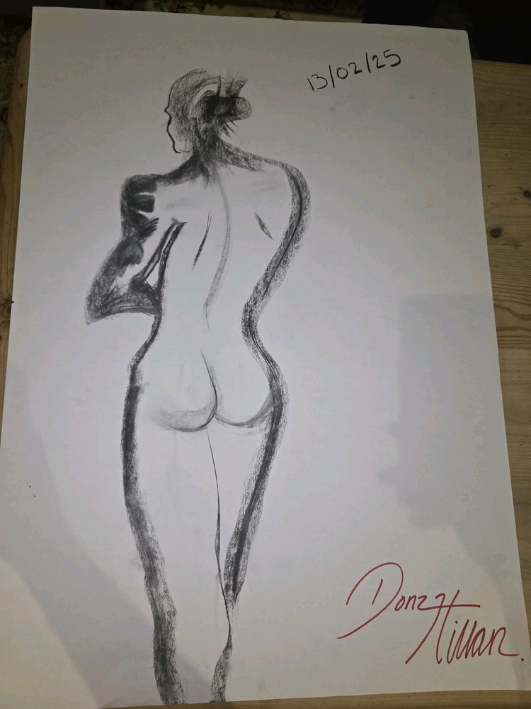 DONZ HILLAN ORIGINAL CHARCOAL A2 Drawing