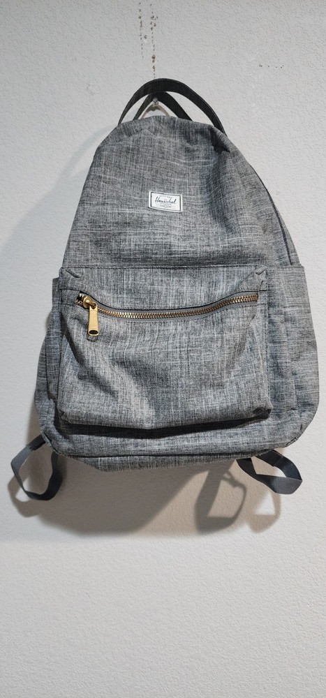 Herschel Nova Mid Volume Light Grey Crosshatch Backpack EUC