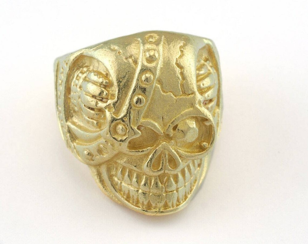 Skull Adjustable Ring Raw Brass (20mm 10.5US inner size) 2891