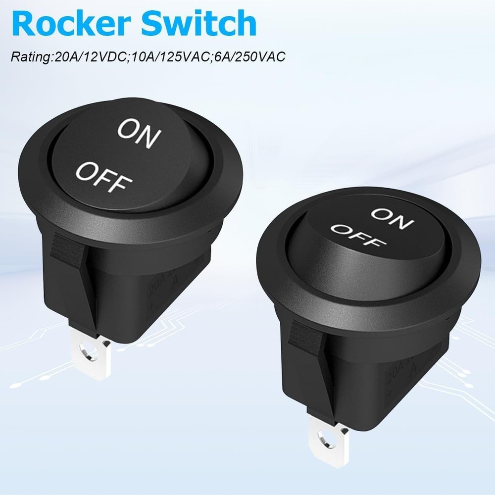 10 pack round rocker switch 12v on off 12 volt dc circle toggle switch 2 pin
