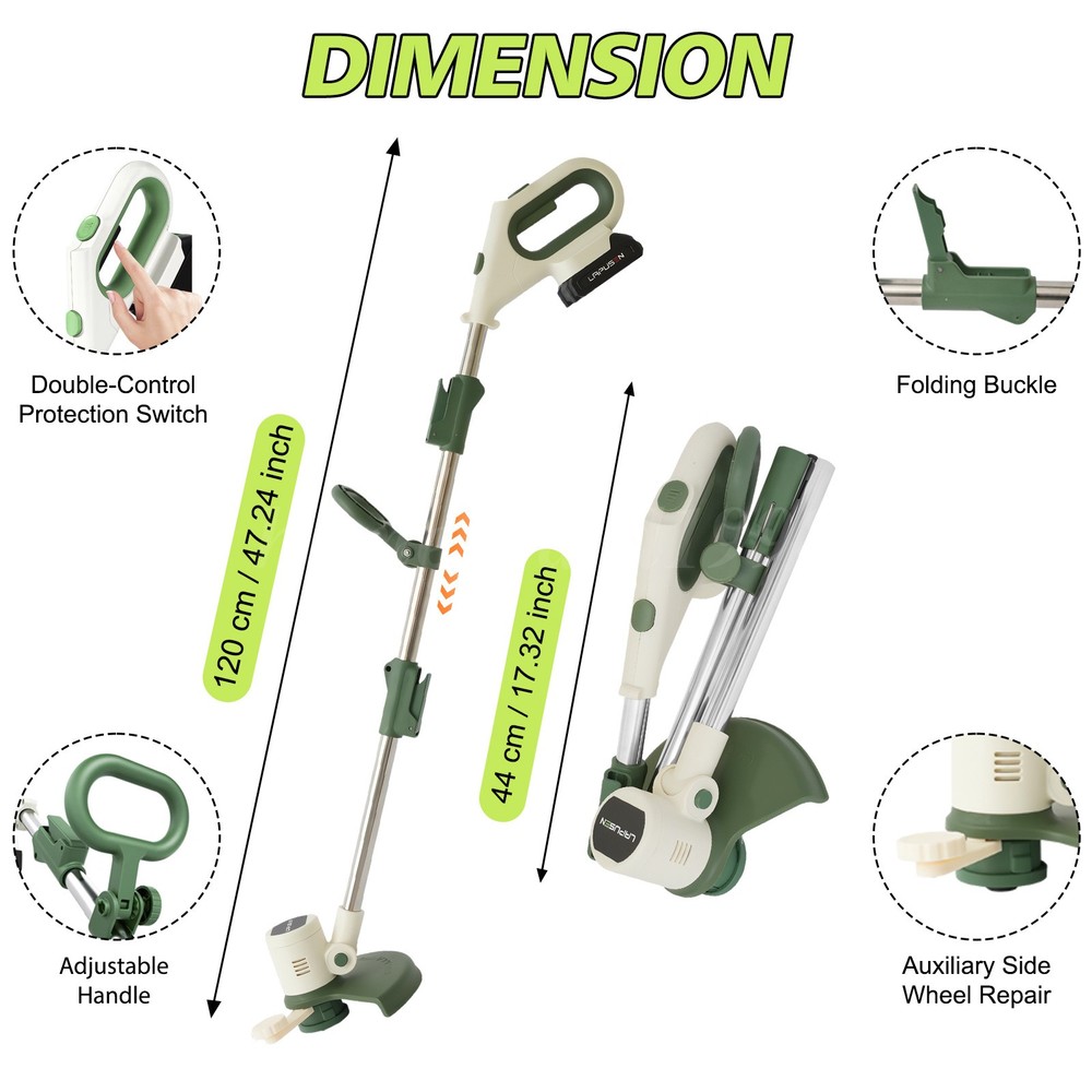 Cordless Weed Wacker Electric Weed Eater 11" String Trimmer w/10 Trimmer Lines