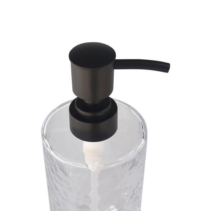 Hammered Glass Soap Pump 14 Oz Durable Bathroom Accessory Soft Touch Easy Clean