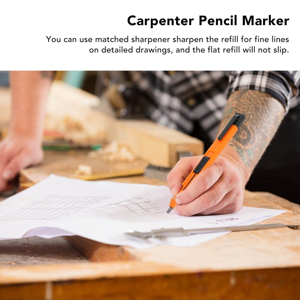 Mechanical Carpenter Pencil Scribing Tool Marker Set Kit With 6Pcs Refill