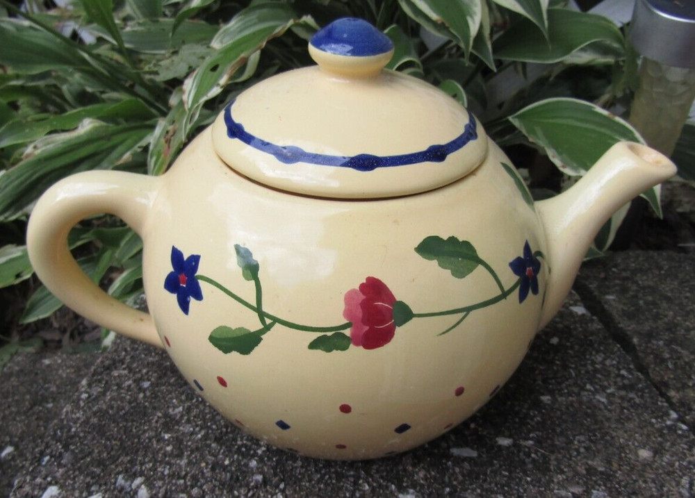 HARTSTONE POTTERY STONEWARE LARGE TEAPOT Meadow Flowers